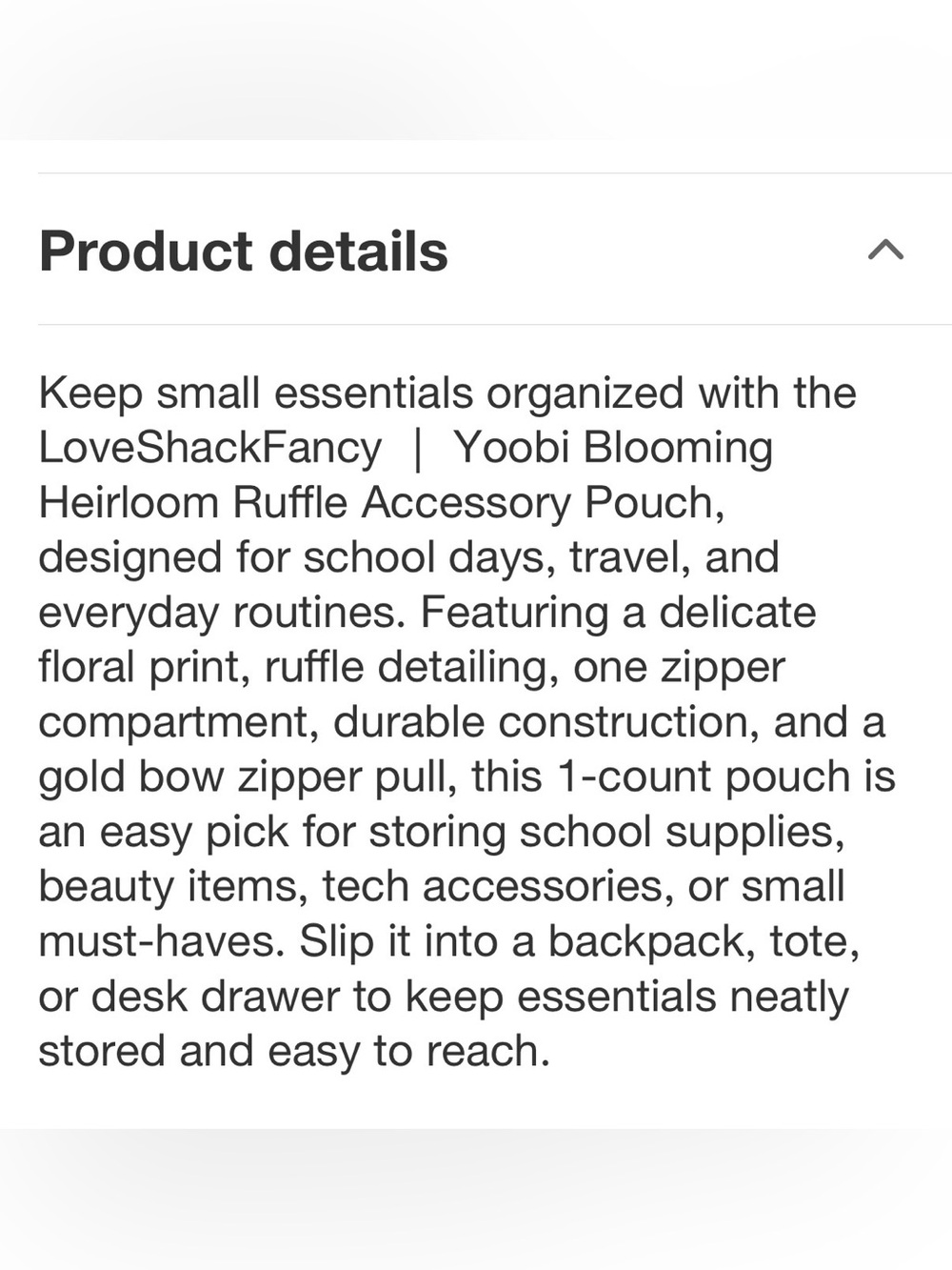 LoveShackFancy x Target - Yoobi Happy Thoughts ruffled pencil case in Hibiscus - Picture 4 of 4